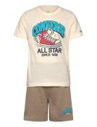 Ks-Knit Short Set Sets Sets With Short-sleeved T-shirt Beige Converse