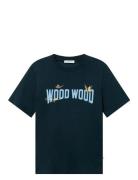 Wwbobby Tops T-Kortærmet Skjorte Navy WOOD WOOD