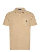 Standard Fit Cotton-Linen Polo Shirt Designers Polos Short-sleeved Bei...