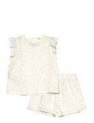 Floral Cotton Pyjamas Pyjamassæt White Mango