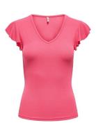 Onlbelia S/L Top Jrs Noos Tops T-shirts & Tops Short-sleeved Pink ONLY