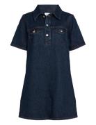 Popover Denim Dress Dark Ck Blue Kort Kjole Blue Calvin Klein Jeans