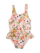 Eva – Badedragt 3-4 År – Ocean Blossom Badedragt Badetøj Pink Filibabb...