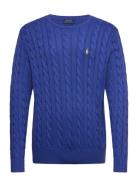 Cable-Knit Cotton Sweater Designers Knitwear Round Necks Blue Polo Ral...