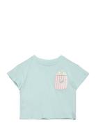 T-Shirt .-- Popcorn Tops T-Kortærmet Skjorte Blue Mango