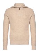 Waffle Wool-Cotton Quarter-Zip Sweater Tops Knitwear Half Zip Jumpers ...
