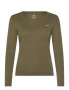 Essential Hm Ls Vneck Ivy Gree Tops T-shirts & Tops Long-sleeved Khaki...