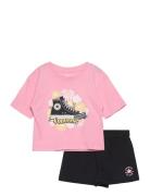 Ks-Knit Short Set Sport Sets With Short-sleeved T-shirt Multi/patterne...