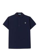 Emilio Polo Tops Knitwear Short Sleeve Knitted Polos Blue Pompeii