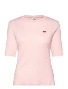 Luca Slim Tee Potpourri Rib Tops T-shirts & Tops Short-sleeved Pink Le...