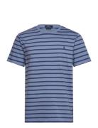 Custom Slim Fit Striped Jersey T-Shirt Tops T-Kortærmet Skjorte Blue P...