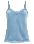 Cami Velours Scallop Lace Top Blue Hunkemöller