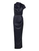 Iris Satin Dress Maxikjole Festkjole Navy Ahlvar Gallery