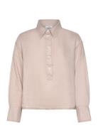 Nina Tops Shirts Linen Shirts Beige Reiss