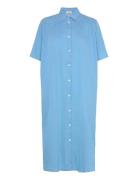 Crinckle Pop Canaria Dress Knælang Kjole Blue Mads Nørgaard