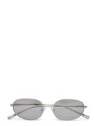 Minimal Oval Metal Sunglasses Solbriller Grey Weekday