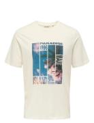 Onsmagdy Life Reg Photoprint Ss Tee Tops T-Kortærmet Skjorte Cream ONL...