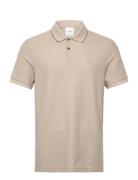 Ss Refined Pique Tipped Classic Tops Polos Short-sleeved Beige Calvin ...