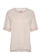 Mmkalu O-Ss Fringe Tee Tops T-shirts & Tops Short-sleeved Beige MOS MO...