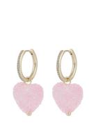 Sugar Hearts Pendant Ear G/Light Pink - Accessories Jewellery Earrings...