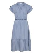 Jdytrain S/L Frill Midi Dress Wvn Exp Knælang Kjole Blue JDY