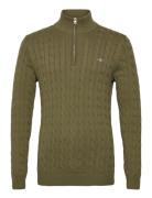 Cotton Cable Half Zip Tops Knitwear Half Zip Jumpers Green GANT