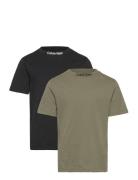 2 Pack Embro Logo Ss Tee Tops T-Kortærmet Skjorte Black Calvin Klein