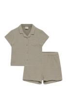 Set Shirt Shorts Gauze Sets Sets With Short-sleeved T-shirt Green Lind...