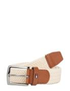 Denton Elastic Accessories Belts Braided Belt Cream Tommy Hilfiger