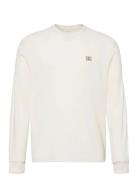 Ls Waffle Badge Crewnk Tee Tops Sweatshirts & Hoodies Sweatshirts Whit...