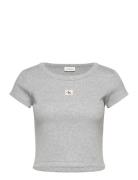 A- Woven Label 2X2 Rib Baby Tee Tops T-shirts & Tops Short-sleeved Whi...