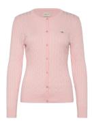 Stretch Cotton Cable Cardigan Tops Knitwear Cardigans Pink GANT