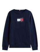 Tommy Script Flag Sweatshirt Tops Sweatshirts & Hoodies Sweatshirts Na...