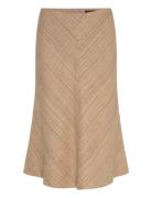 Herringb Linen-Blend Tweed Skirt Skirts Knee-length & Midi Skirts Beig...