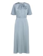 Elora Satin Dress Knælang Kjole Blue Bubbleroom