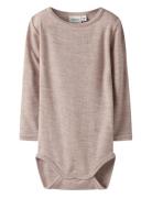 Nbnwax Wool Rib Ls Body Noos Bodies Long-sleeved Beige Name It