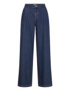 Wide-Leg Pleated Jeans Bottoms Jeans Straight-regular Blue Mango