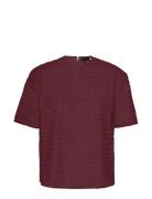 Beaded Over D Top Tops T-shirts & Tops Short-sleeved Burgundy ROTATE B...