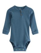 Body Henley Langærmet Body Blue Lindex