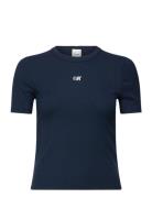 A- Modal Rib Tee  Tops T-shirts & Tops Short-sleeved Navy Calvin Klein...