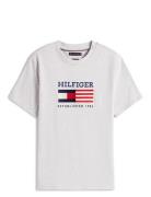 Americana Monotype Flag Box Tee Tops T-Kortærmet Skjorte Grey Tommy Hi...