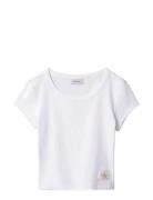 A- Woven Label 2X2 Rib Baby Tee Tops T-shirts & Tops Short-sleeved Whi...