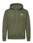 Basic Hoodie Small Logo Tops Sweatshirts & Hoodies Hoodies Green Alpha...