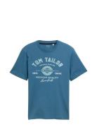 Logo Tee Tops T-Kortærmet Skjorte Blue Tom Tailor