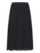 Pleated Solid Skirt Knælang Nederdel Black French Connection