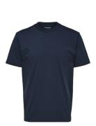 Slhcolman Ss O-Neck Tee Noos Tops T-Kortærmet Skjorte Navy Selected