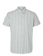 Slhregnew-Linen Shirt Ss Classic W Tops Shirts Short-sleeved Grey Sele...