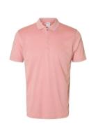 Slhfave Zip Ss Polo Tops Polos Short-sleeved Pink Selected