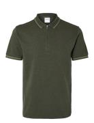 Slhslim-Toulouse Detail Ss Polo Noos Tops Polos Short-sleeved Green Se...