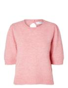 Slflulu Ss Open Back Knit O-Neck Noos Tops Knitwear Jumpers Pink Selec...